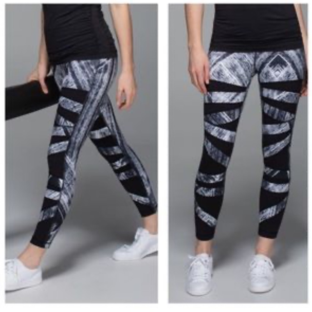 Lululemon high times pant heat wave white black size 6
